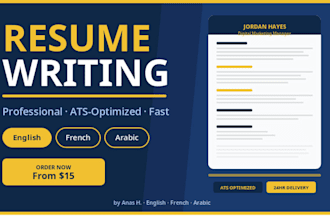 write a professional CV and resume in english french arabic