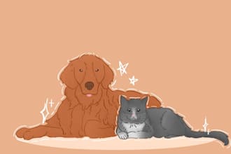 draw a cute custom pet portrait in my style
