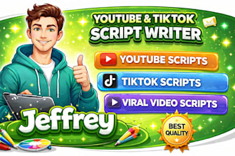 write youtube scriptwriting, tiktok scripts, video script, viral script