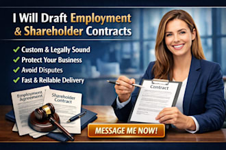draft employment agreement or contract, shareholder contract