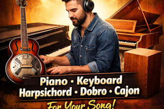 record expressive piano, keyboard, harpsichord, dobro and cajon for your track