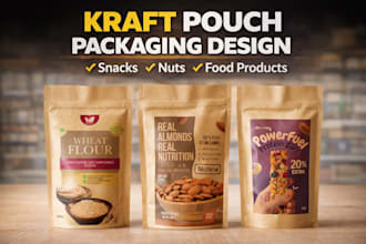design stand up pouch food kraft packaging for snacks spices and organic brands