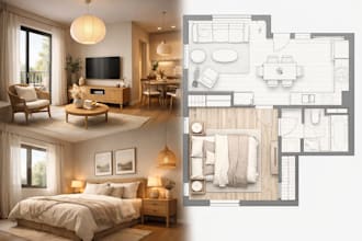 draw airbnb layout rental floor plan vacation home  3d interior design