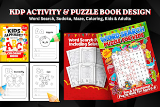 design word search puzzle, cryptogram, sudoku, crossword, puzzle book for KDP