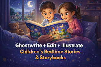 ghostwrite bedtime story, children story, edit and illustrate kids storybook