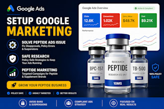 setup google marketing solve peptide ads issue safe research peptide marketing