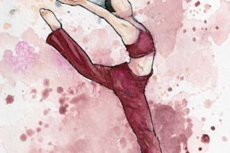 create a custom hand painted watercolor dance portrait