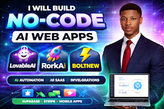 develop ai web app no code automation and API integrations with rork ai supabase