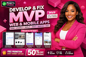 develop and fix mvp web and mobile apps using lovable replit bolt base44 volt