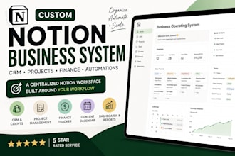 build a custom notion dashboard, notion template and notion consultation