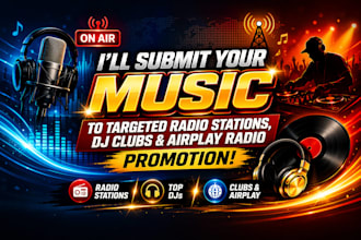 submit your music to guarantee radio stations, dj clubs, airplay radio promotion