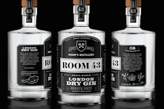 design a wine label, whiskey, vodka, gin, whisky, brandy, tequila, beer,