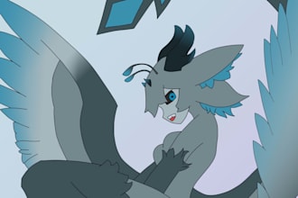draw furry art, fursona oc in an anime style