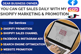boost shopify store sales, ecommerce dropshipping marketing or website promotion