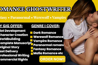 ghostwriter your romance fantasy werewolf or vampire novels