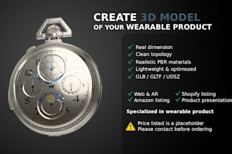 create and convert 3d wearable product model glb, gltf, usdz for web ar