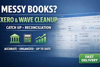 xero, wave bookkeeping cleanup, catch up and bank reconciliation expert
