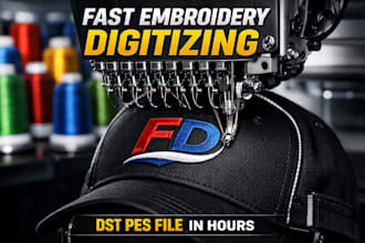 digitize your logo for embroidery dst pes exp fast delivery 3d puff left chest