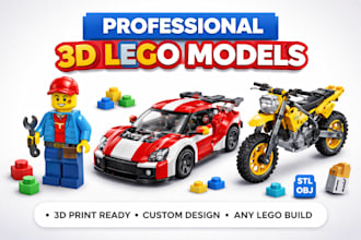 professionally create detailed lego 3d models, lego minifigure, 3d toy for print