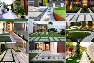 do photorealistic 3d landscape, backyard, garden, pool and outdoor space design