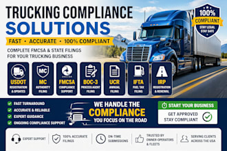 handle usdot, mc number, boc 3, ucr, ifta, irp, and fmcsa trucking compliance