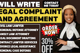 write legal complaint and agreement for you