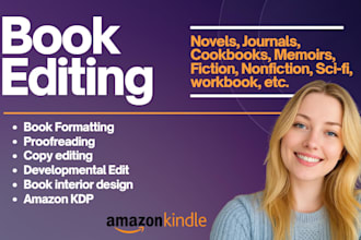 edit, proofread, book formatting self help book or guided journal for KDP