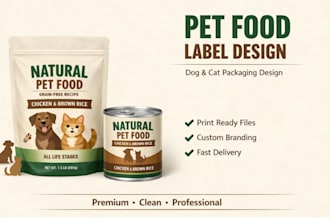 design premium pet food label packaging for dog and cat products