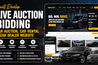 develop live auction bidding car auction car rental and car dealer website