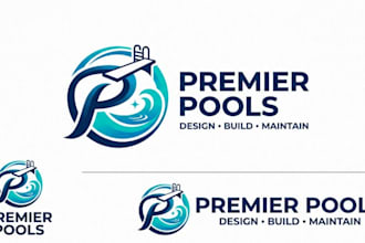 create swimming pool logo professional look