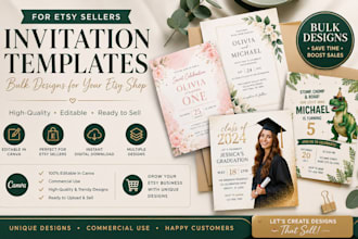 design bulk invitation templates for your etsy shop