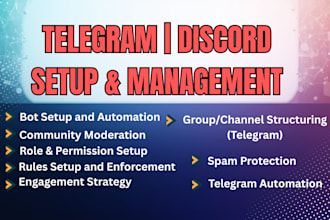 setup, manage and moderate your discord and telegram community or engagement