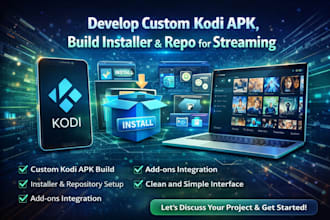 develop custom kodi apk, build installer, repo for streaming
