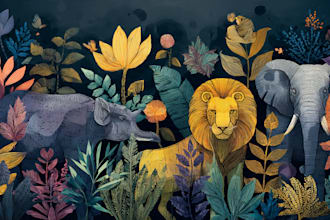illustrate botanical and animal illustrations with bg