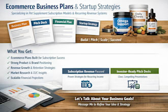 provide business plan for ecommerce pet supplements subscription model strategy