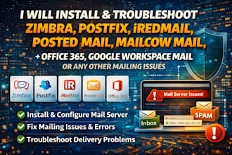 setup, fix, troubleshoot office 365, g suite, zoho, postfix, zimbra, iredmail