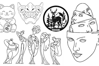 make vector line art for laser cutting, engraving, metal art