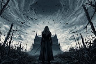 draw dark art, horror illustration, brutal monster character