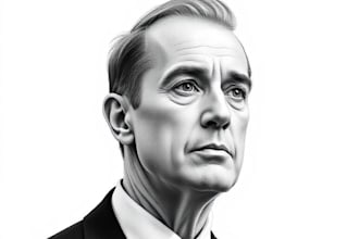 paint a gorgeous a hedcut wsj portrait style from photo