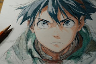draw anime sketch colored