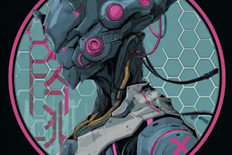 design a cool typography logo cyberpunk or mecha futuristic