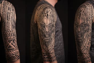 create a tattoo design of tattoo sleeve