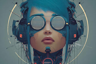 paint a fancy typography logo cyberpunk or mecha futuristic