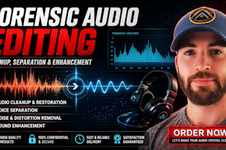 do forensic audio editing, cut cleanup, enhance, remove background noise, echo