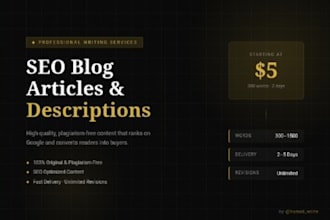 write SEO blog articles and product descriptions