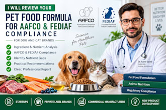review your dog and cat food formula for aafco and fediaf compliance