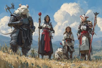 draw your rpg party in detailed fantasy style