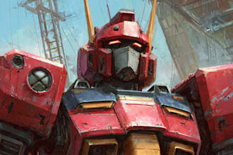 create retro mecha or scifi gundam art