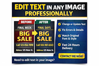 edit or change text in your image, flyer or design professionally