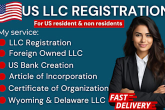 register US llc, wyoming llc, register llc, c corp, dba permit, US bank creation